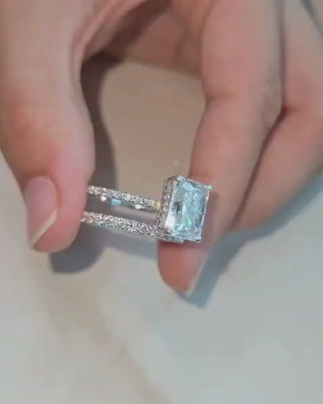 Radiant Cut Bridal Set Ring with Full Eternity Wedding Band