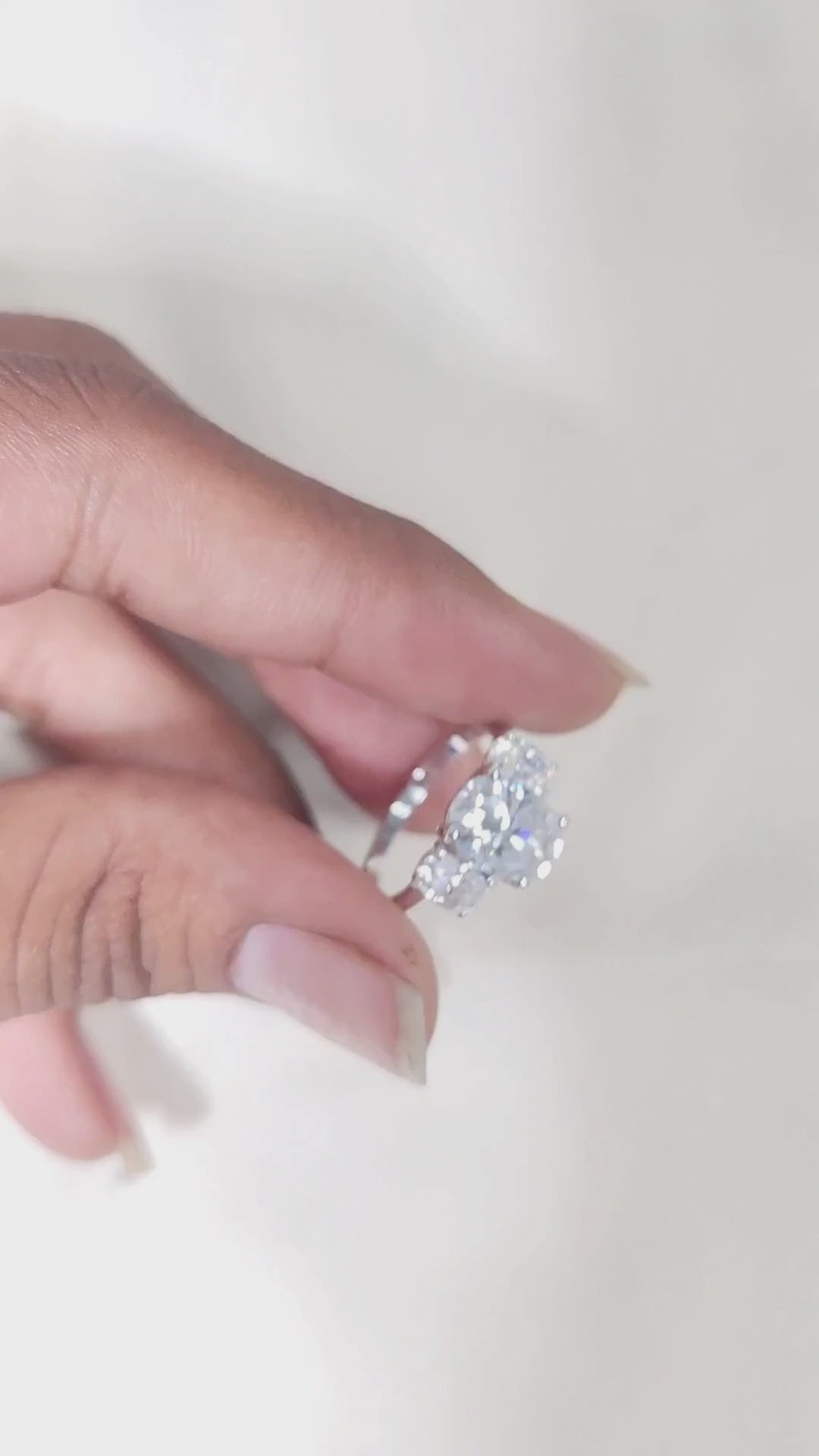 White Gold Oval Cut Three Stone Diamond Engagement Ring