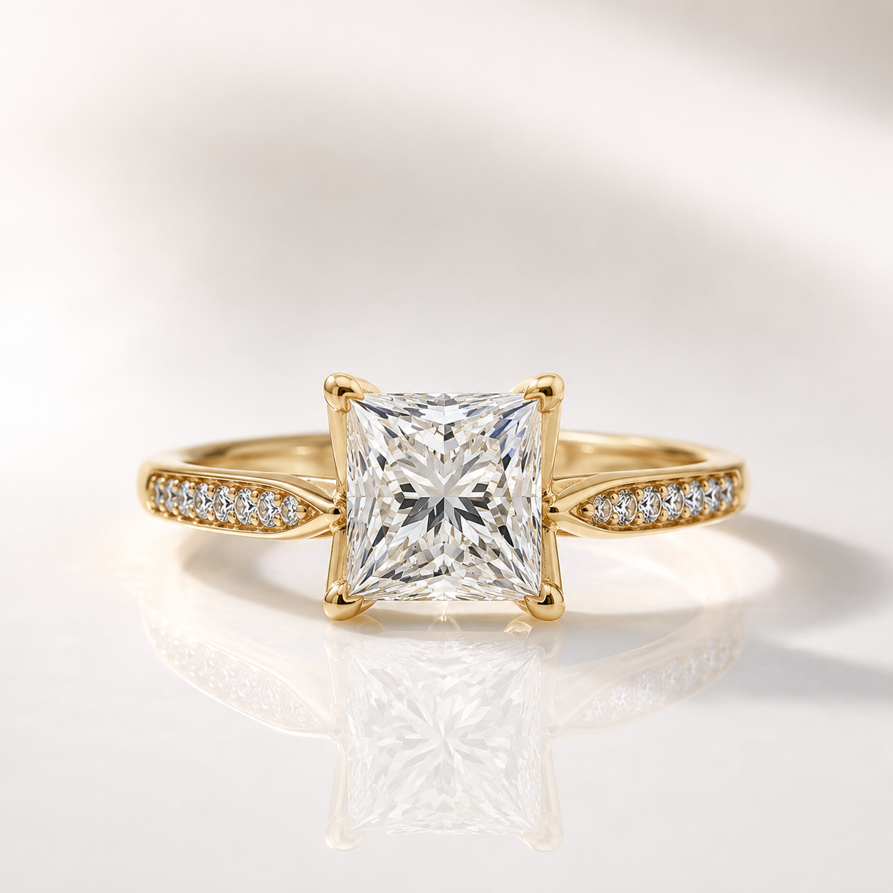 Bridge Diamond Yellow Gold Engagement Ring Custom Engagement Ring Diiro.
