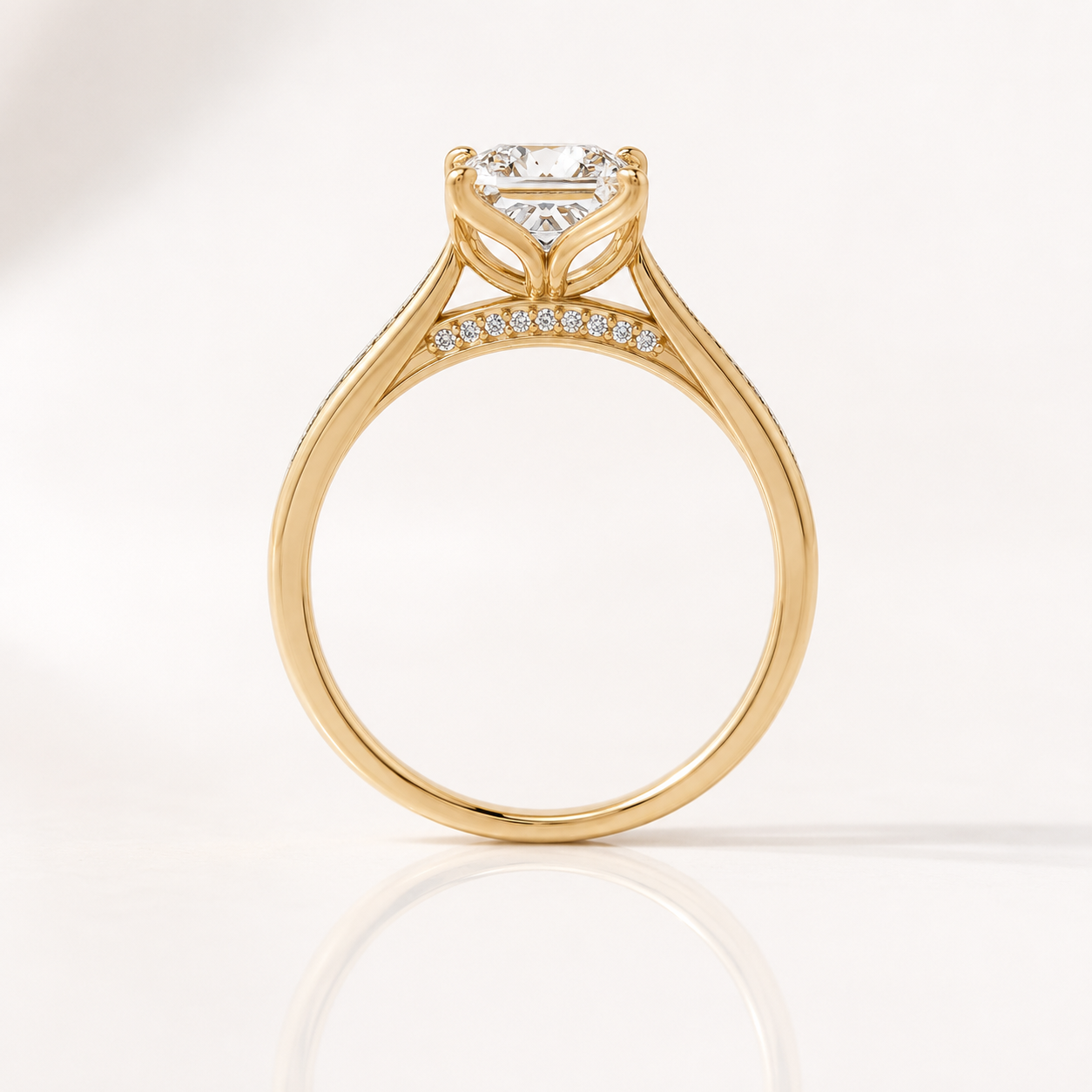 Princess Cut Wedding Ring Tulip Setting Engagement Ring Tulip Ring Setting.
