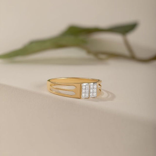 Wedding Bands for Him Unique - Gold Open Band with Round Diamonds Ring