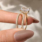 Yellow Gold Engagement Ring Diamond Ring With Diamond Band Custom Bridal Set.
