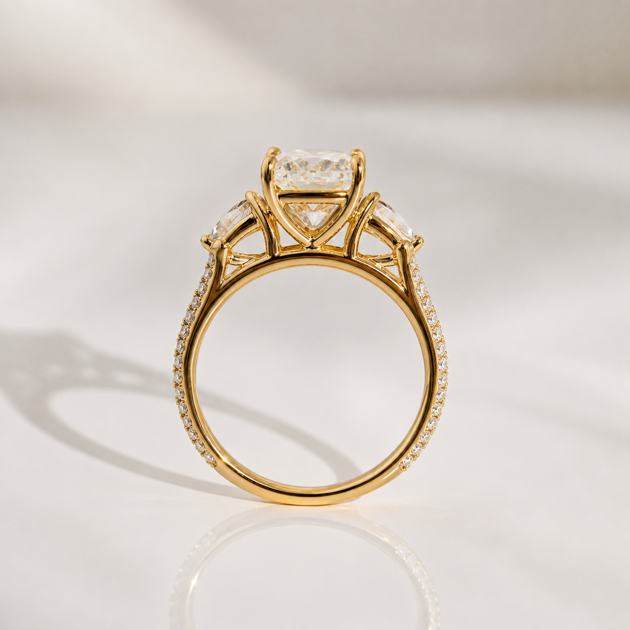 Yellow Gold Engagement Ring Pave Band Ring Diiro Engagement Ring.
