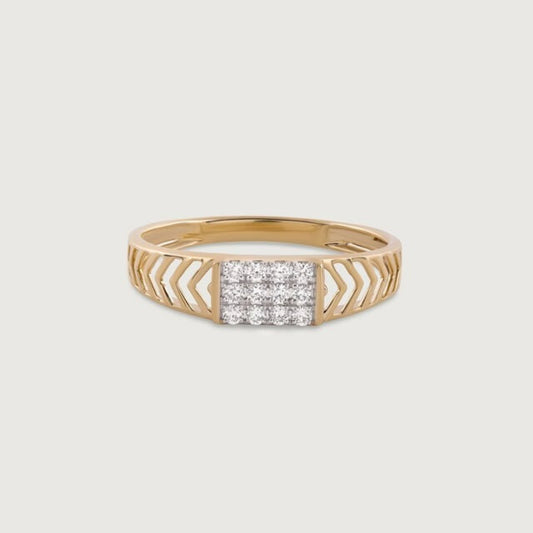 December Birthstone Topaz Ring - Pave Diamond Chevron Wedding Gold Band