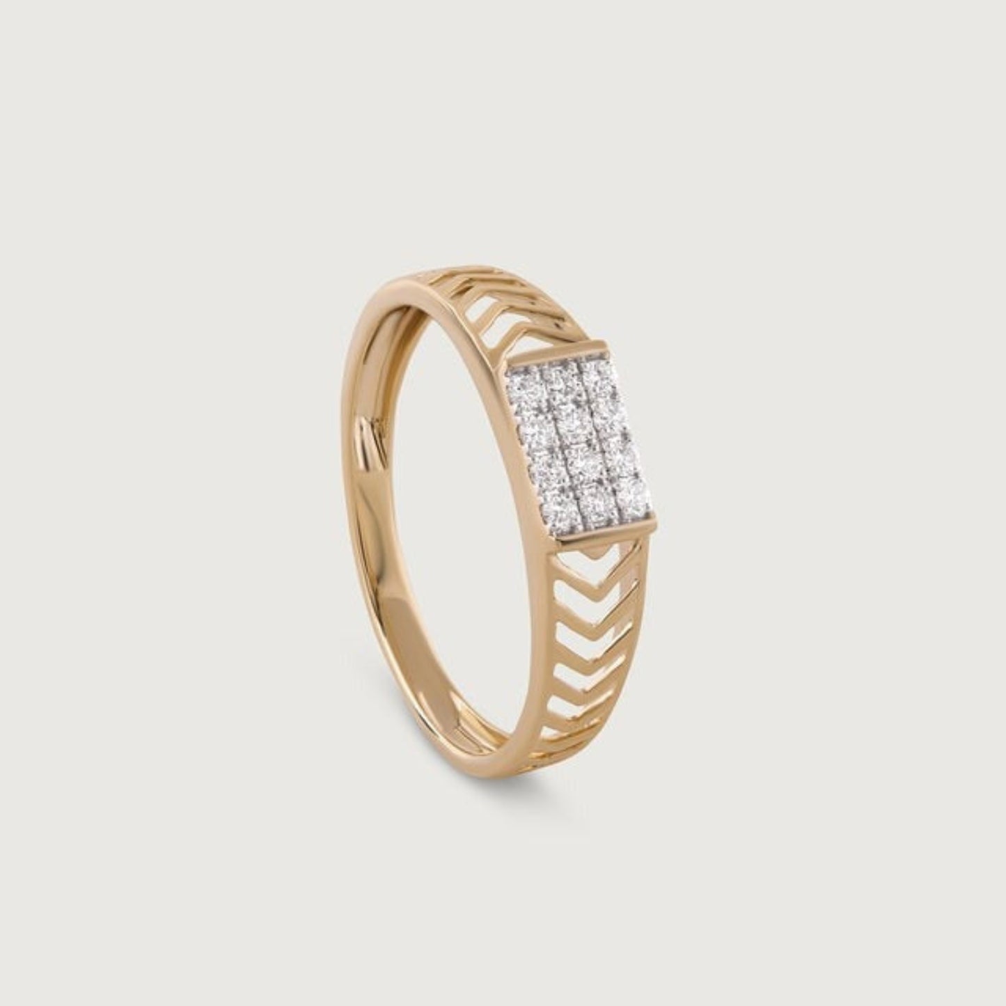 December Birthstone Topaz Ring - Pave Diamond Chevron Wedding Gold Band