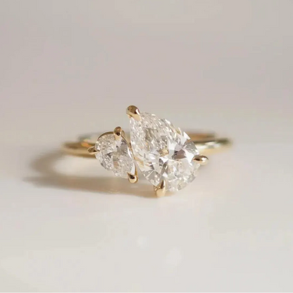 Classic Double Pear Cut Toi et Moi Ring – Moissanite Engagement Ring
