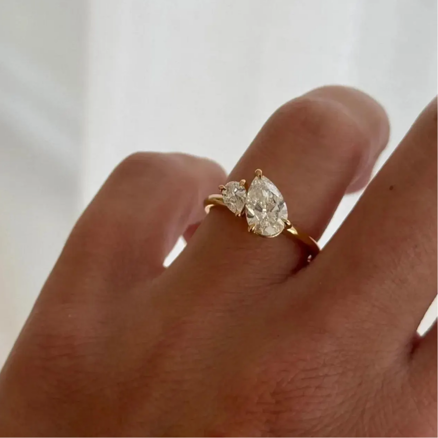 Classic Double Pear Cut Toi et Moi Ring – Moissanite Engagement Ring

