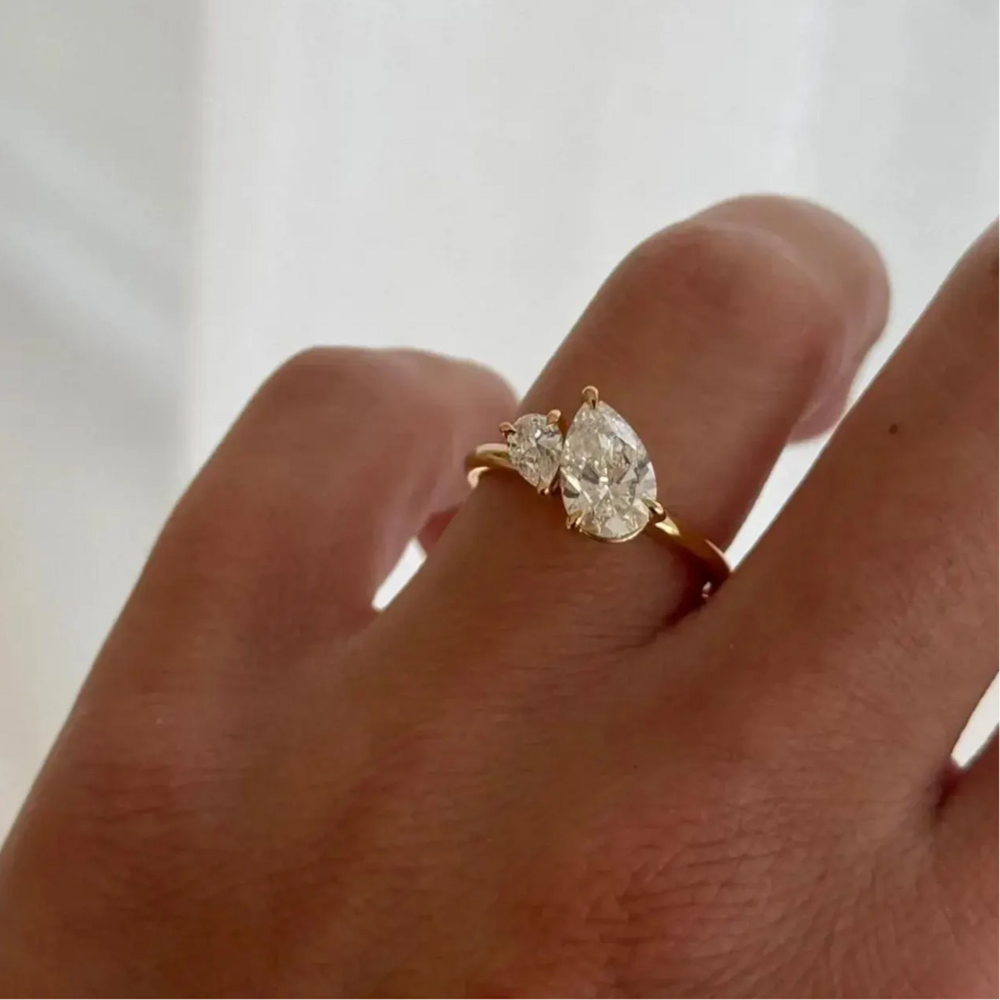 Classic Double Pear Cut Toi et Moi Ring – Moissanite Engagement Ring
