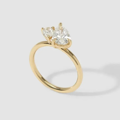 Classic Double Pear Cut Toi et Moi Ring – Moissanite Engagement Ring
