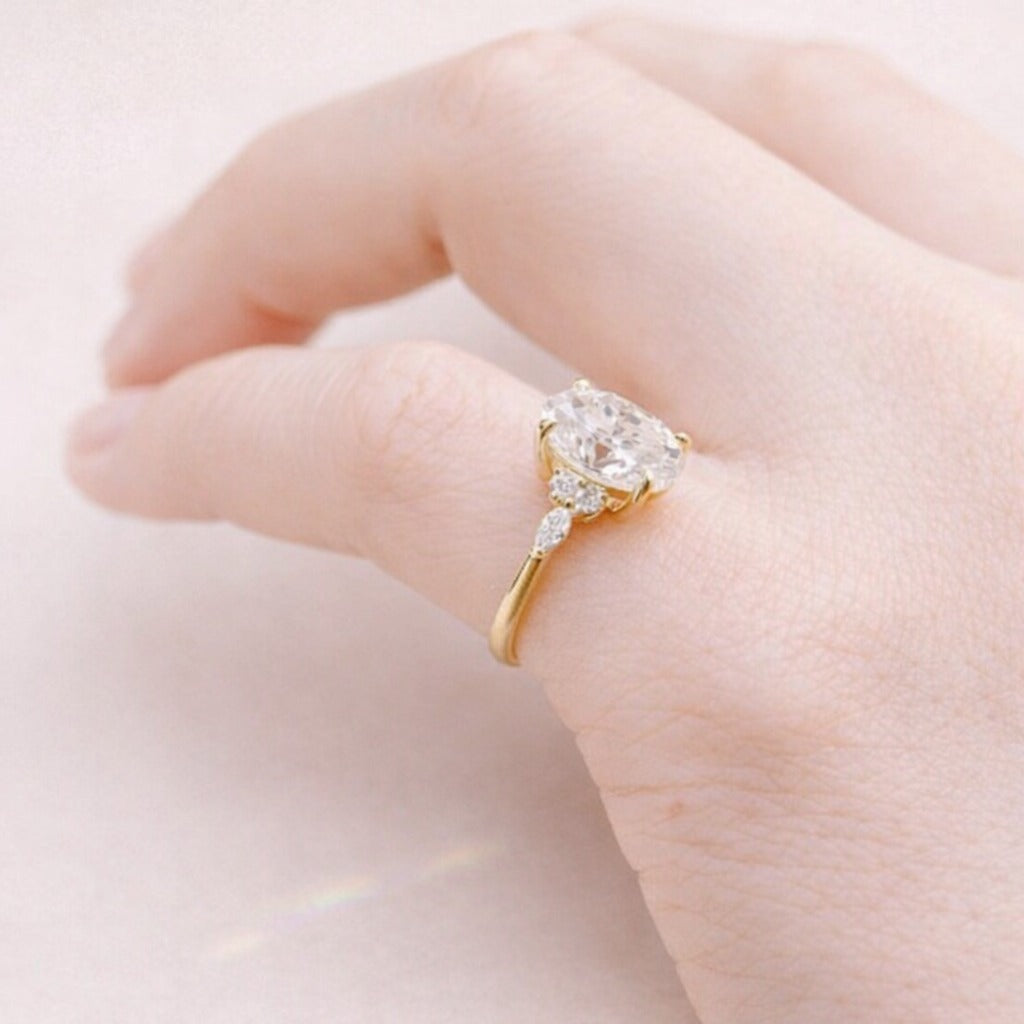 7 Stone Oval Cut Moissanite Ring