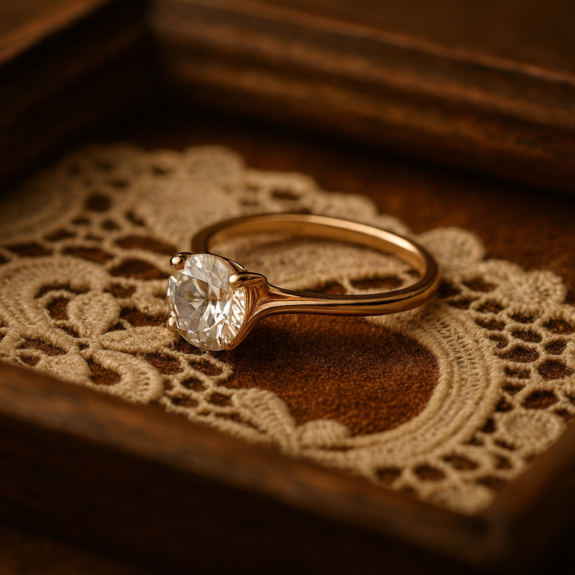 Female Engagement Rings Round Brilliant Solitaire Engagement Gold Ring