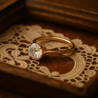 Female Engagement Rings Round Brilliant Solitaire Engagement Gold Ring