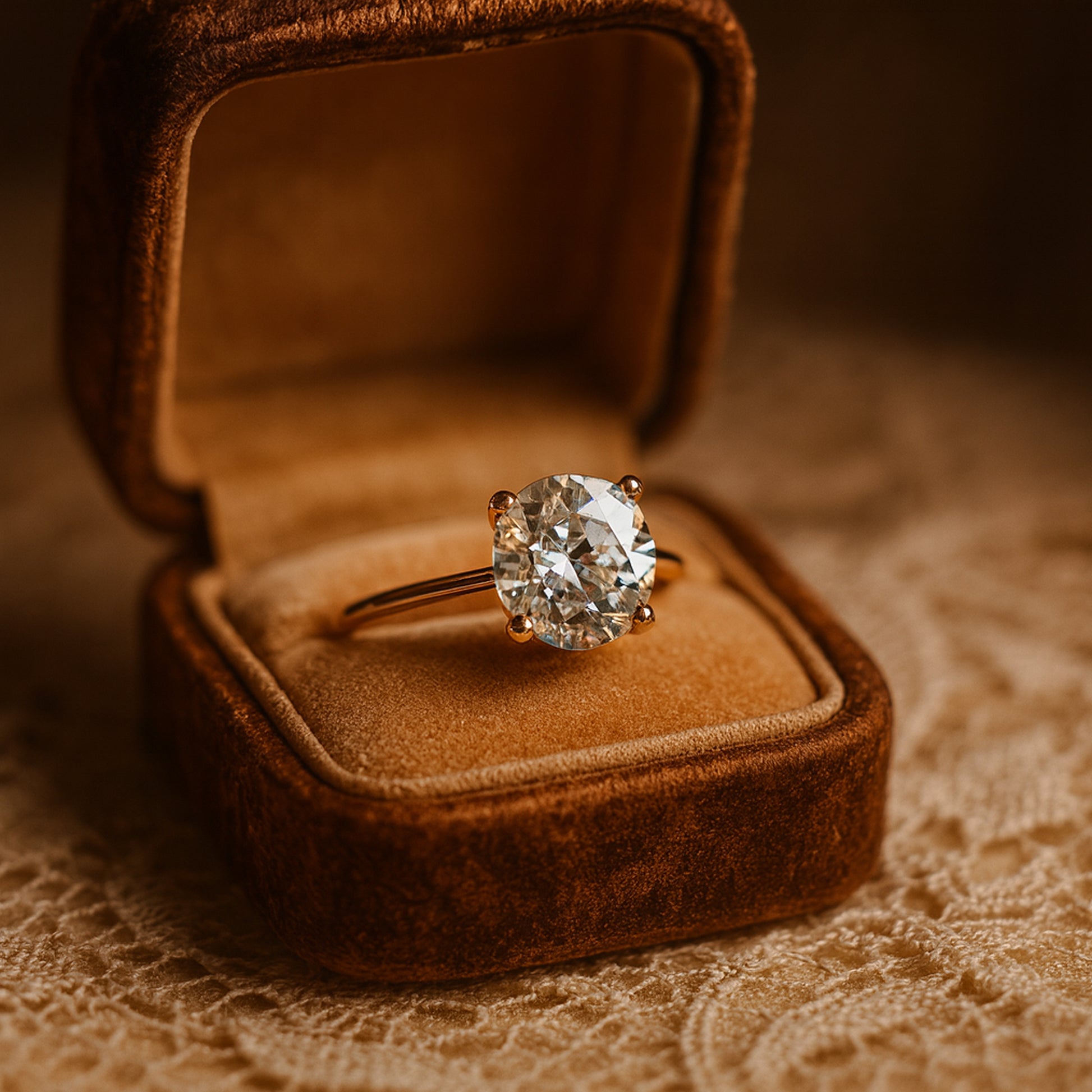 Female Engagement Rings Round Brilliant Solitaire Engagement Gold Ring
