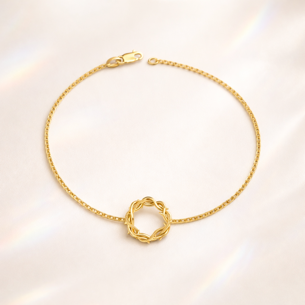 Elegant Crown Of Thorns Bracelet With Round Diamond Design
