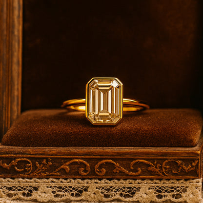 Engagement Ring Emerald Cut Diamond Solitaire Engagement 10K Gold Ring
