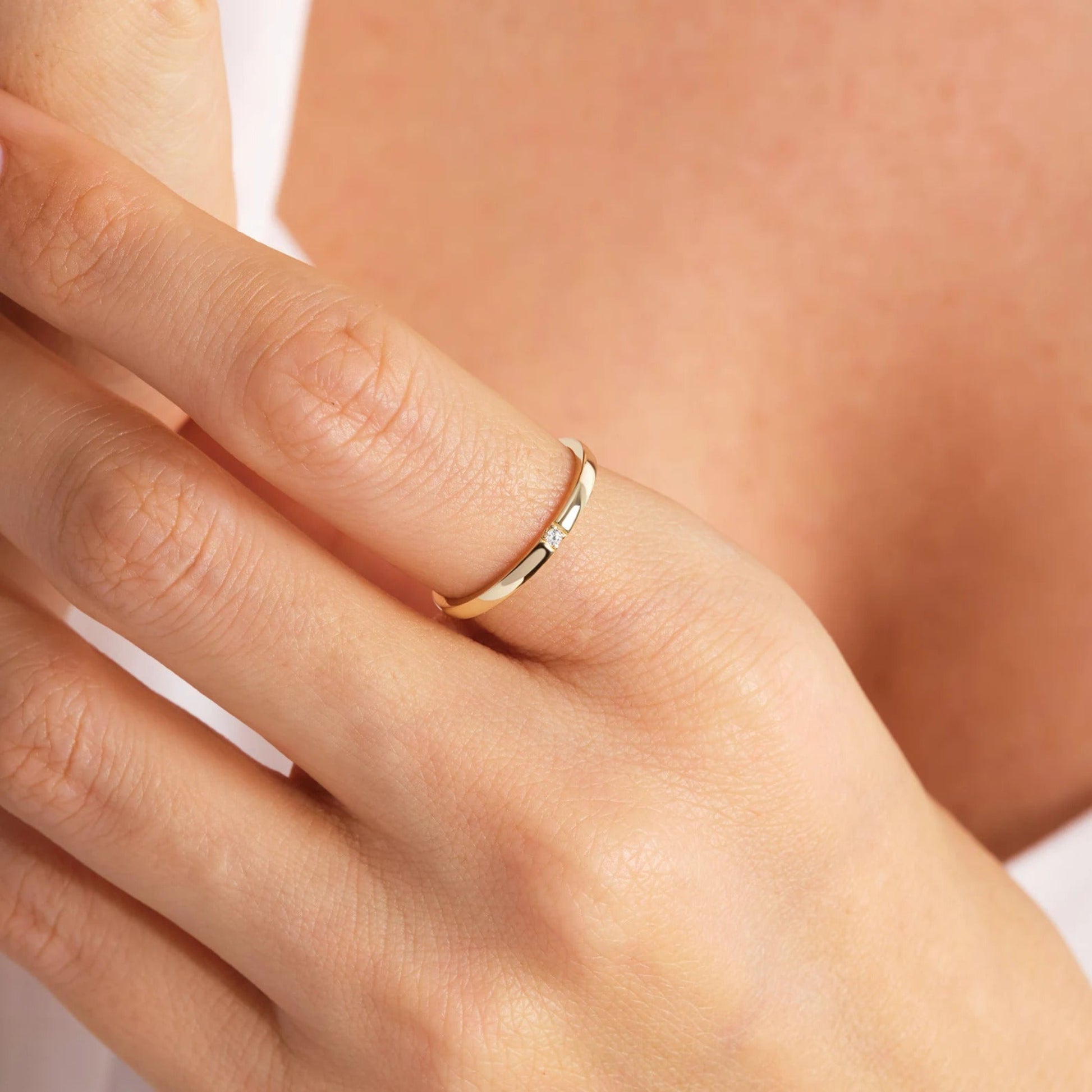 Promise Rings Women's Engagement Rings Minimalist 14K Gold Band Ring