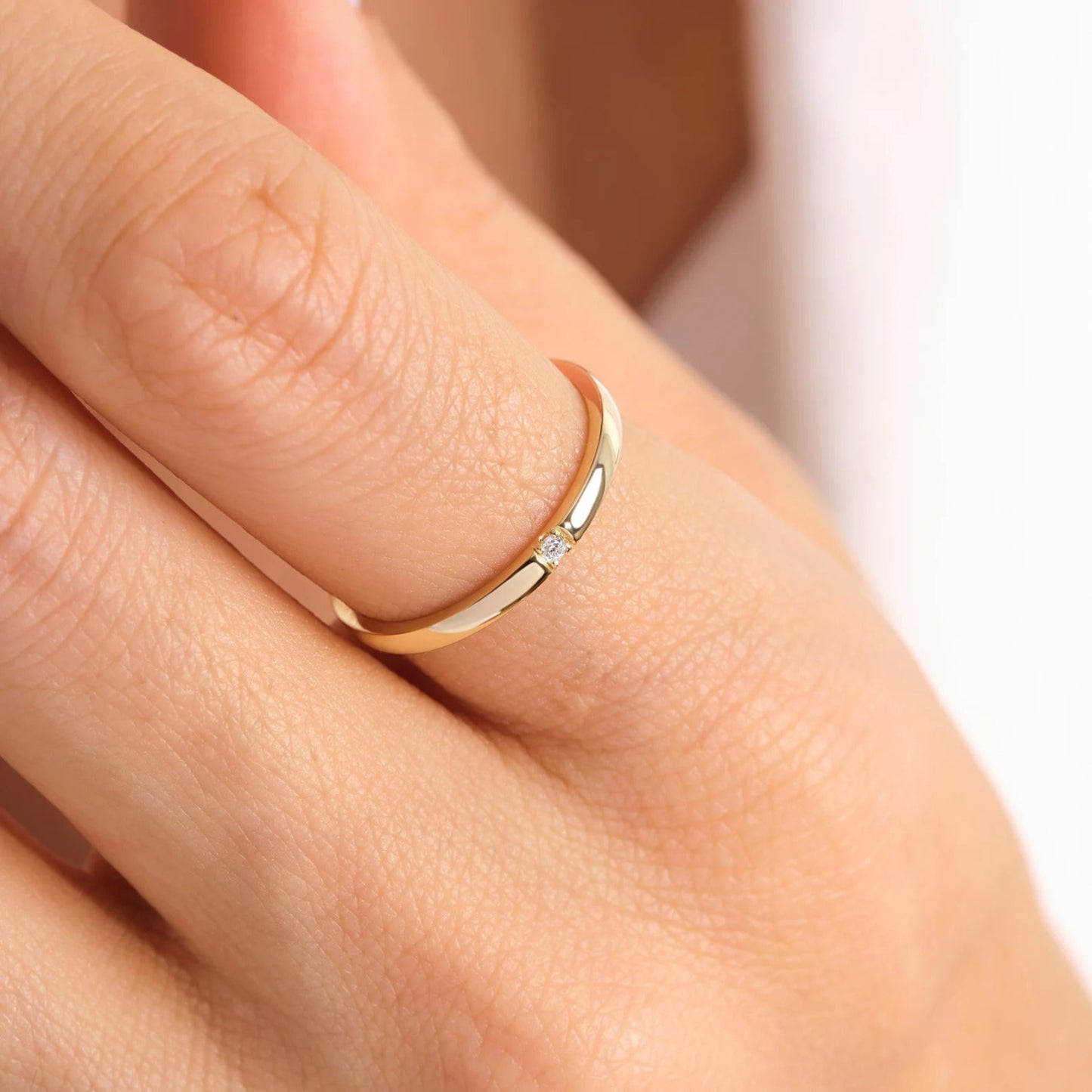 Promise Rings Women's Engagement Rings Minimalist 14K Gold Band Ring