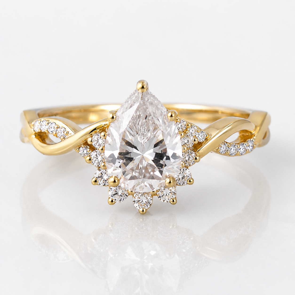 Twisted Band Pear Cut Classic Engagement Ring