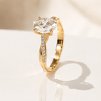 Four Prong Setting Oval Cut Engagement Ring Twisted Diamond Band Custom.
