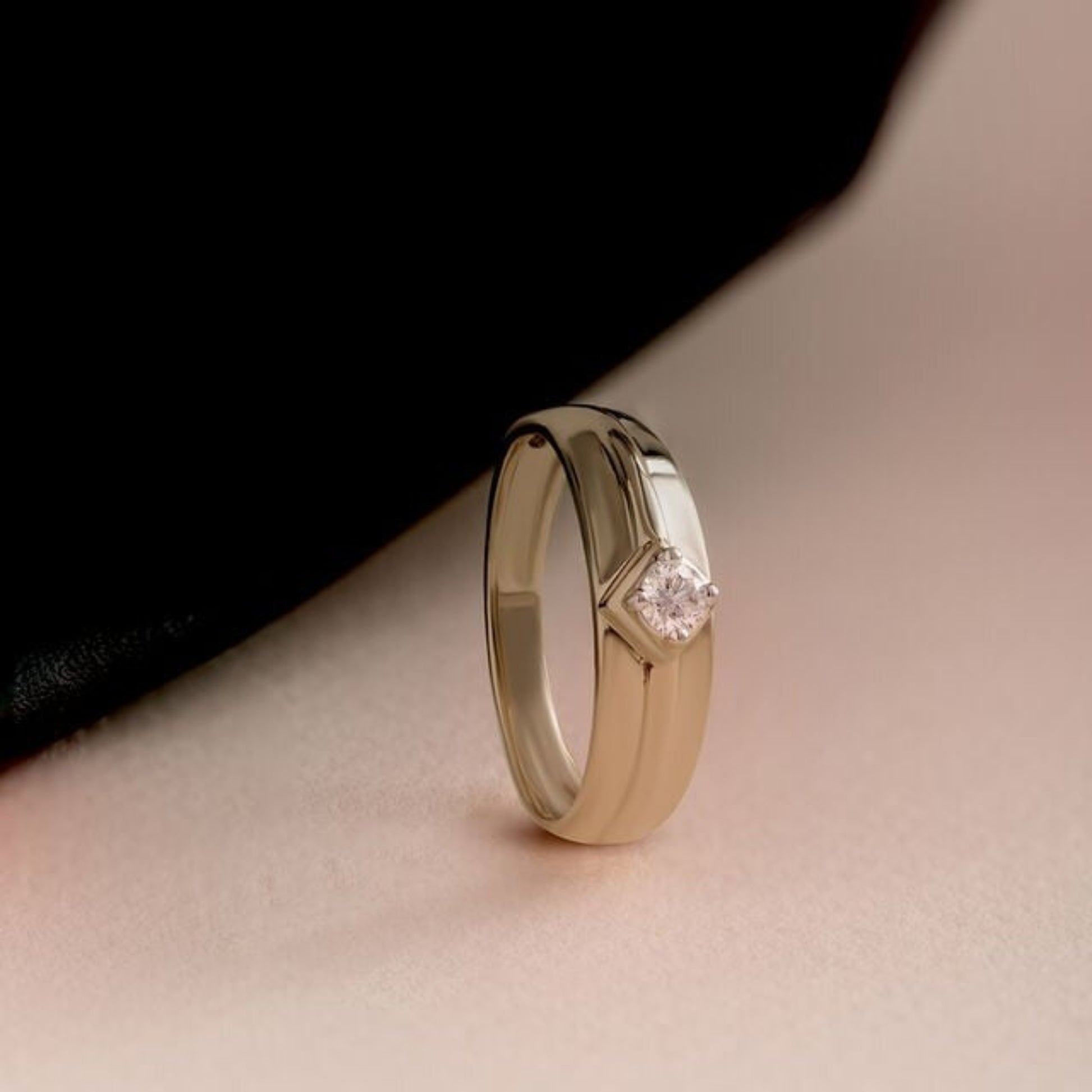 December Birth Stone Topaz Ring - Square Diamond Setting 14K Rose Gold