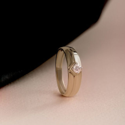 December Birth Stone Topaz Ring - Square Diamond Setting 14K Rose Gold