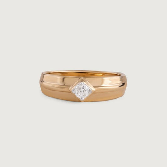 December Birth Stone Topaz Ring - Square Diamond Setting 14K Rose Gold
