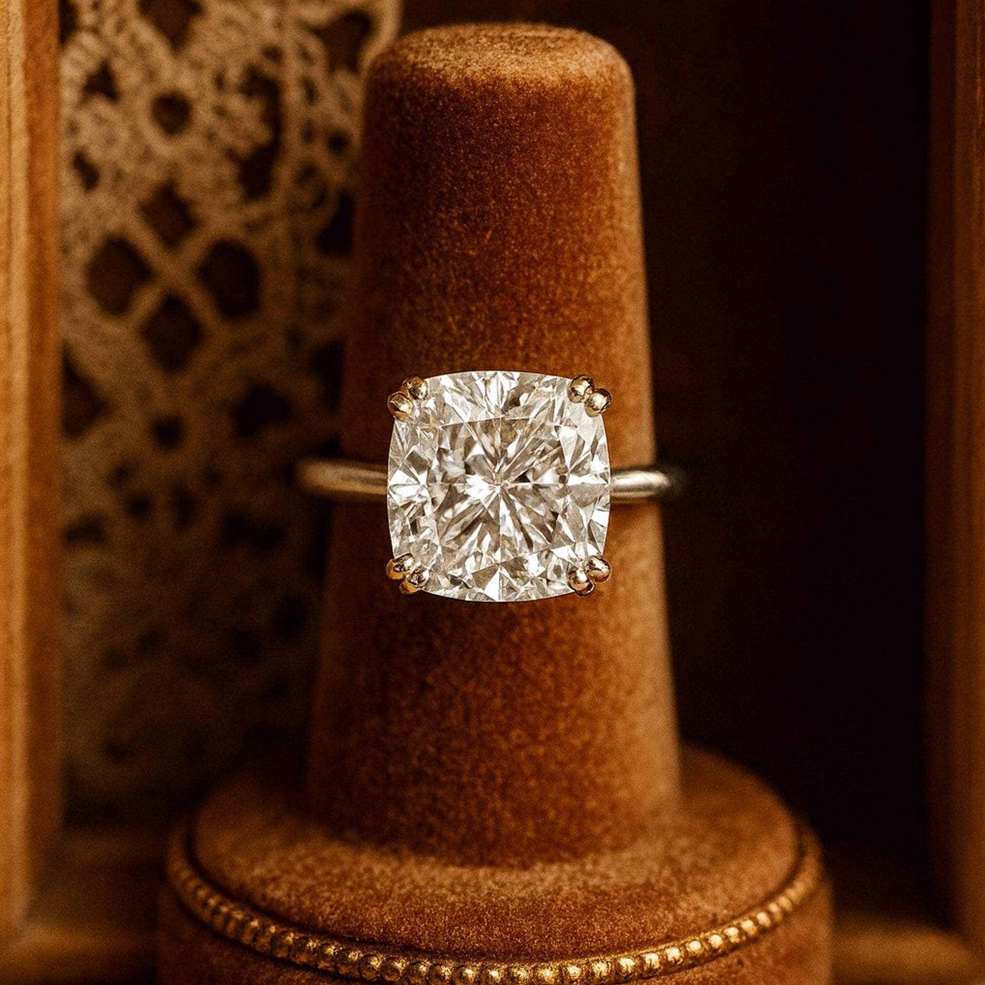 Female Engagement Rings Cushion Cut Diamond Solitaire Engagement Rings