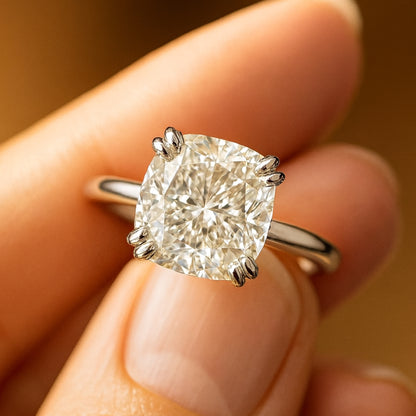 Female Engagement Rings Cushion Cut Diamond Solitaire Engagement Rings
