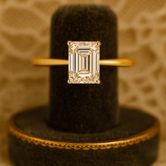Women's Wedding Bands Emerald Cut Diamond Solitaire 10K Rose Gold Ring