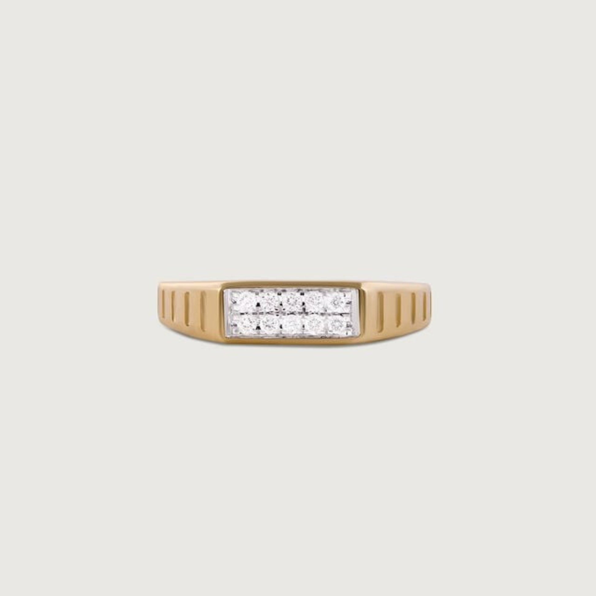 Married Ring for Man - 18K Gold Cluster Band with Pavé Center