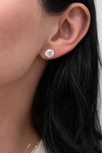 White Gold Earrings With Classic Stud And Push Back Style
