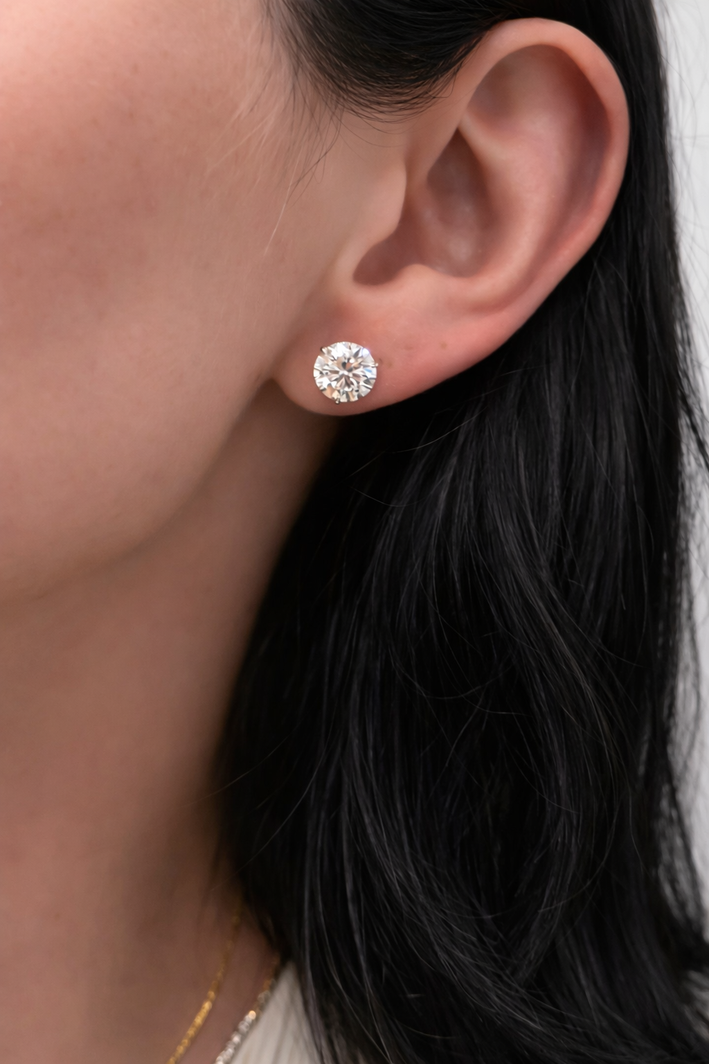 White Gold Earrings With Classic Stud And Push Back Style
