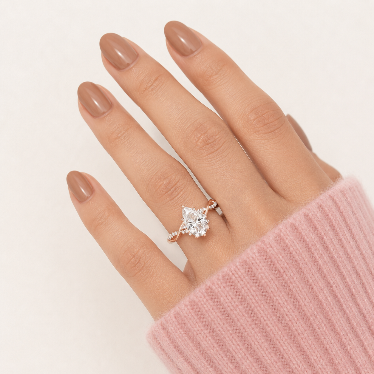 Twisted Band Pear Cut Classic Engagement Ring